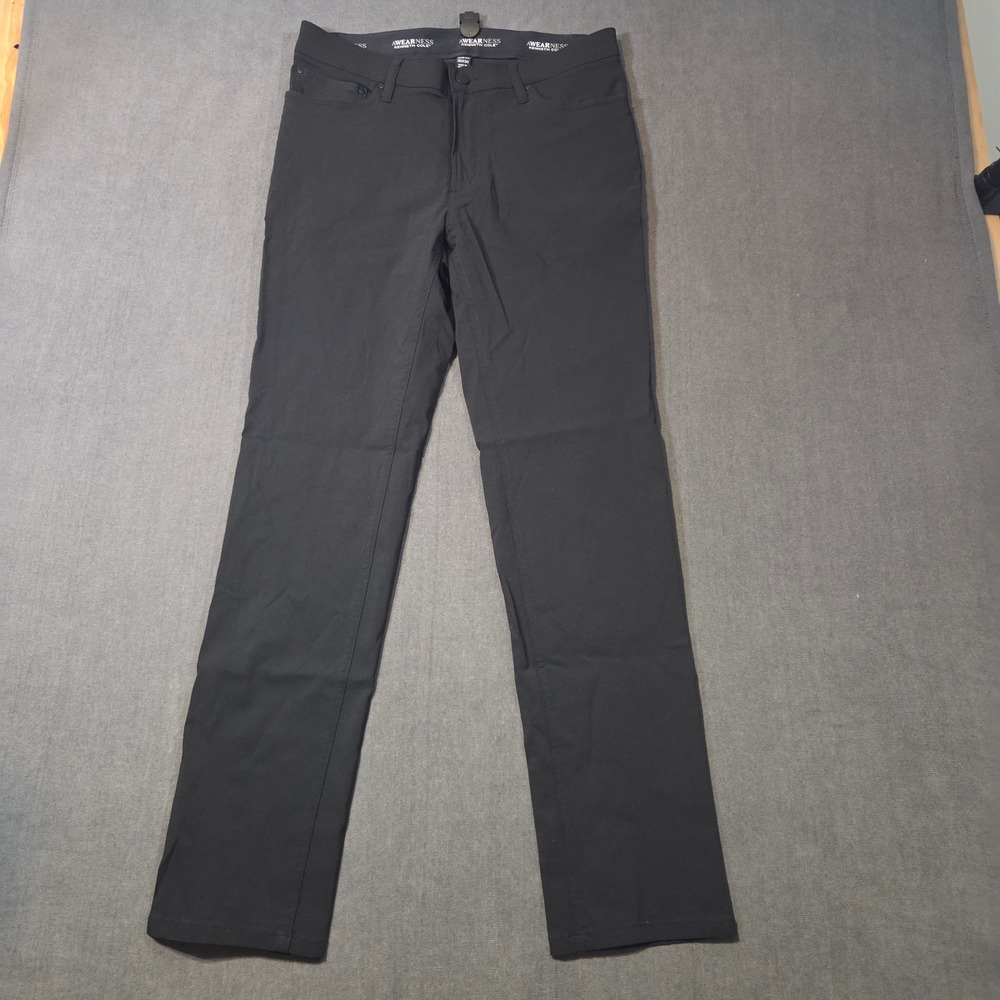 Awearness Kenneth Cole Pants Mens 30x30 Black Slim Essentials Stretch 5-Pocket